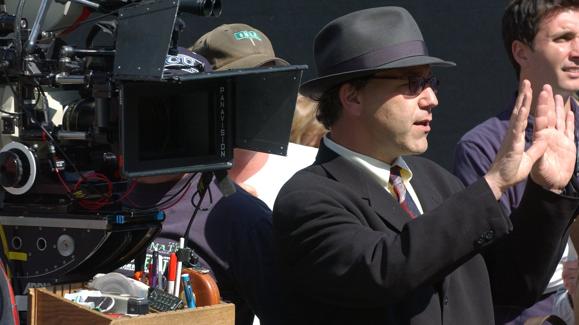 Sam Raimi directing the first Spider-Man film in New York.