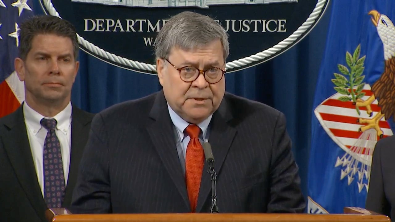 U.S. Attorney General and Trump loyalist William Barr at a press conference on February 10, 2020
