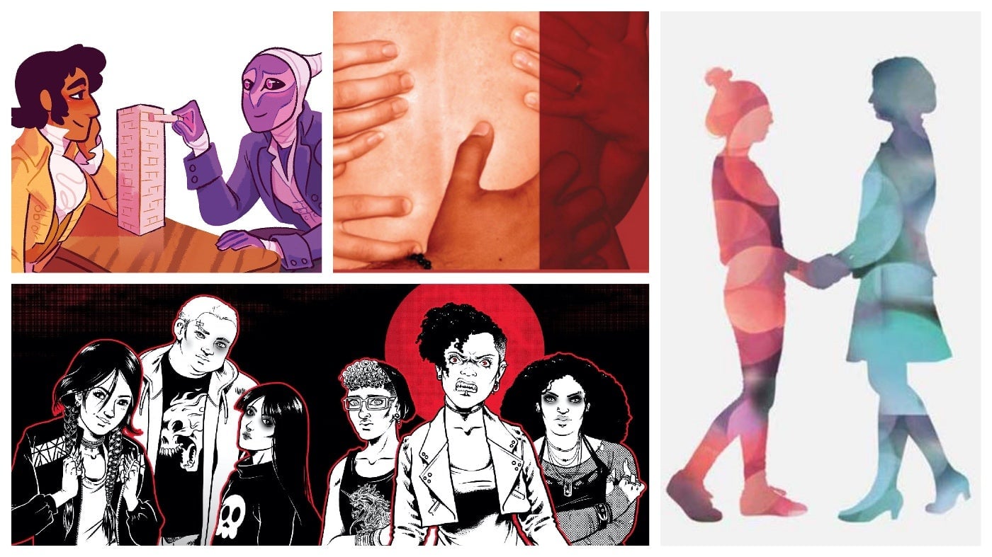 Clockwise from left: Star-Crossed, Under My Skin, Fog of Love, Monsterhearts 2