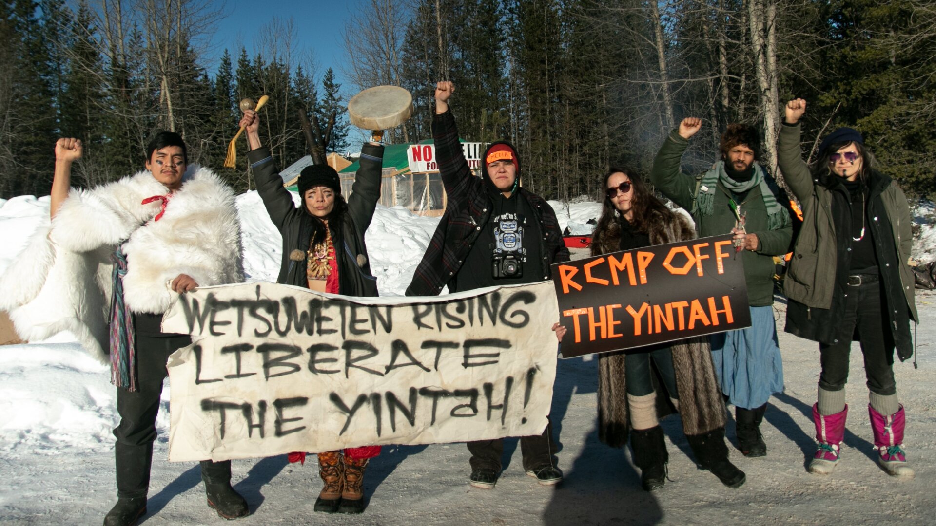 Land defenders on the Wet’suwet’en Nation.