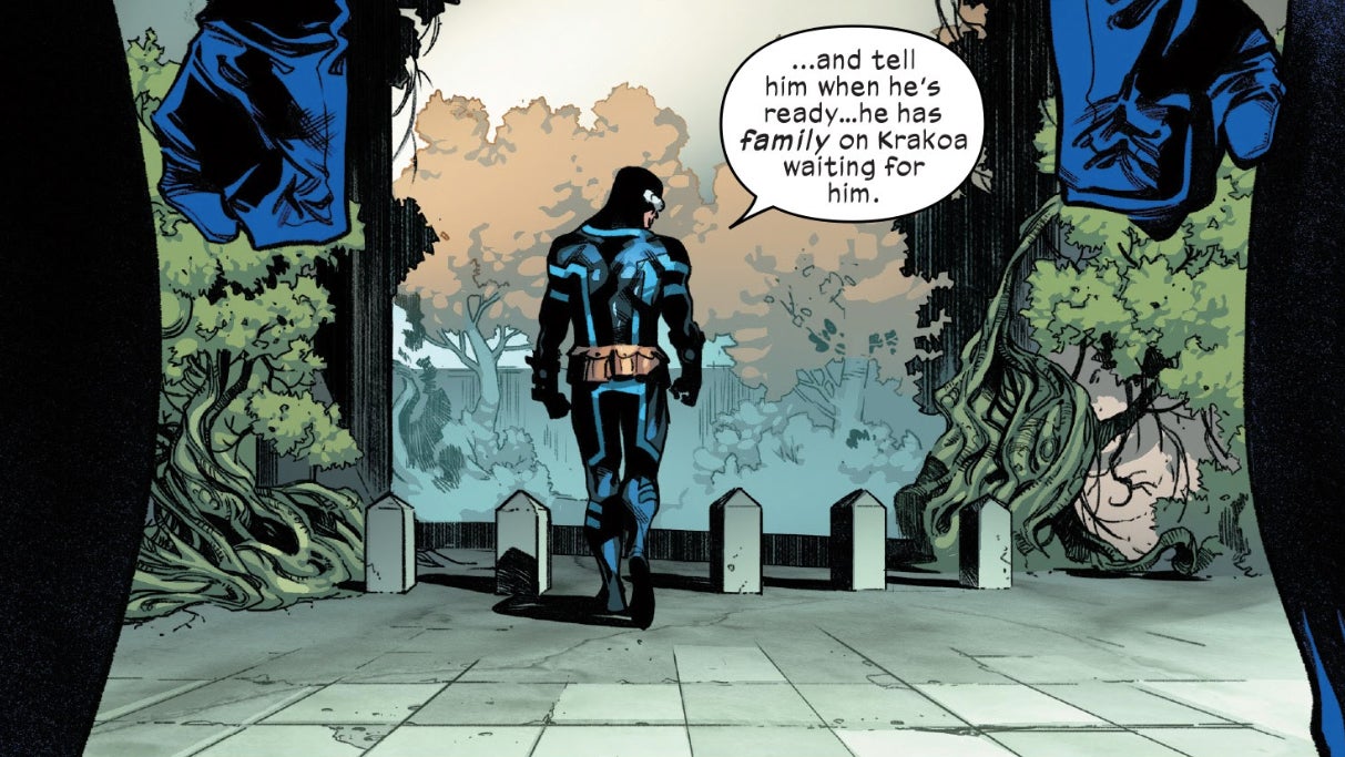 Cyclops letting the Fantastic Four know that the X-Men will be coming for Franklin.