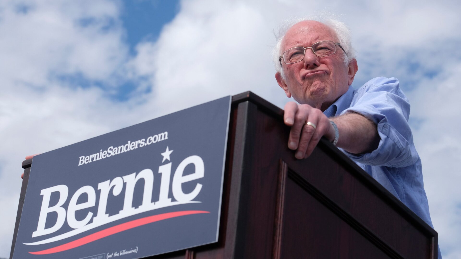 Democratic presidential hopeful Vermont Senator Bernie Sanders addresses a rally at Valley High School in Santa Ana, California, February 21, 2020.