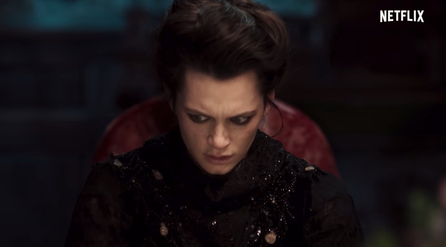 Fleur Salomé witnessing something terrifying.