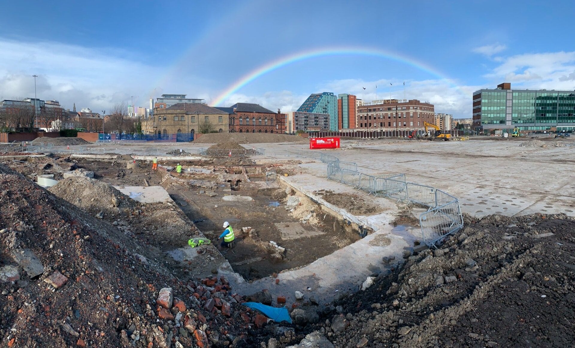 The excavation site in the center of Leeds.
