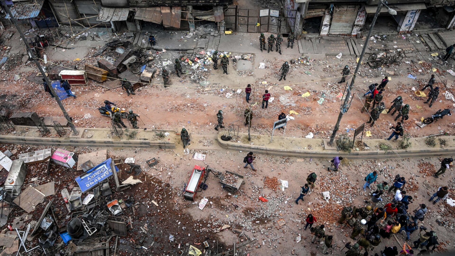 The scene following a riot in New Delhi, India, on Feb. 27, 2020.