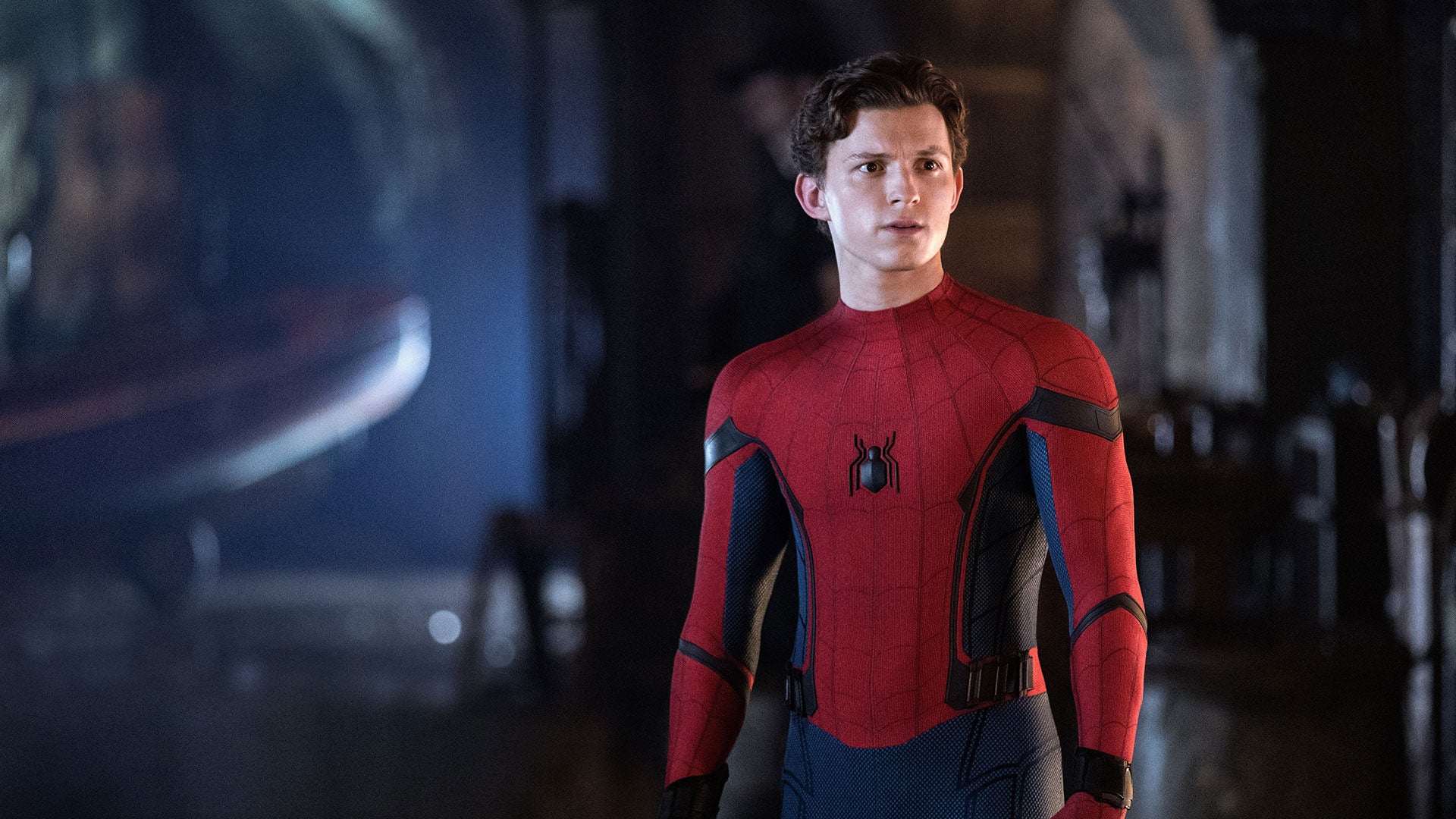 Tom Holland as Spider-Man.