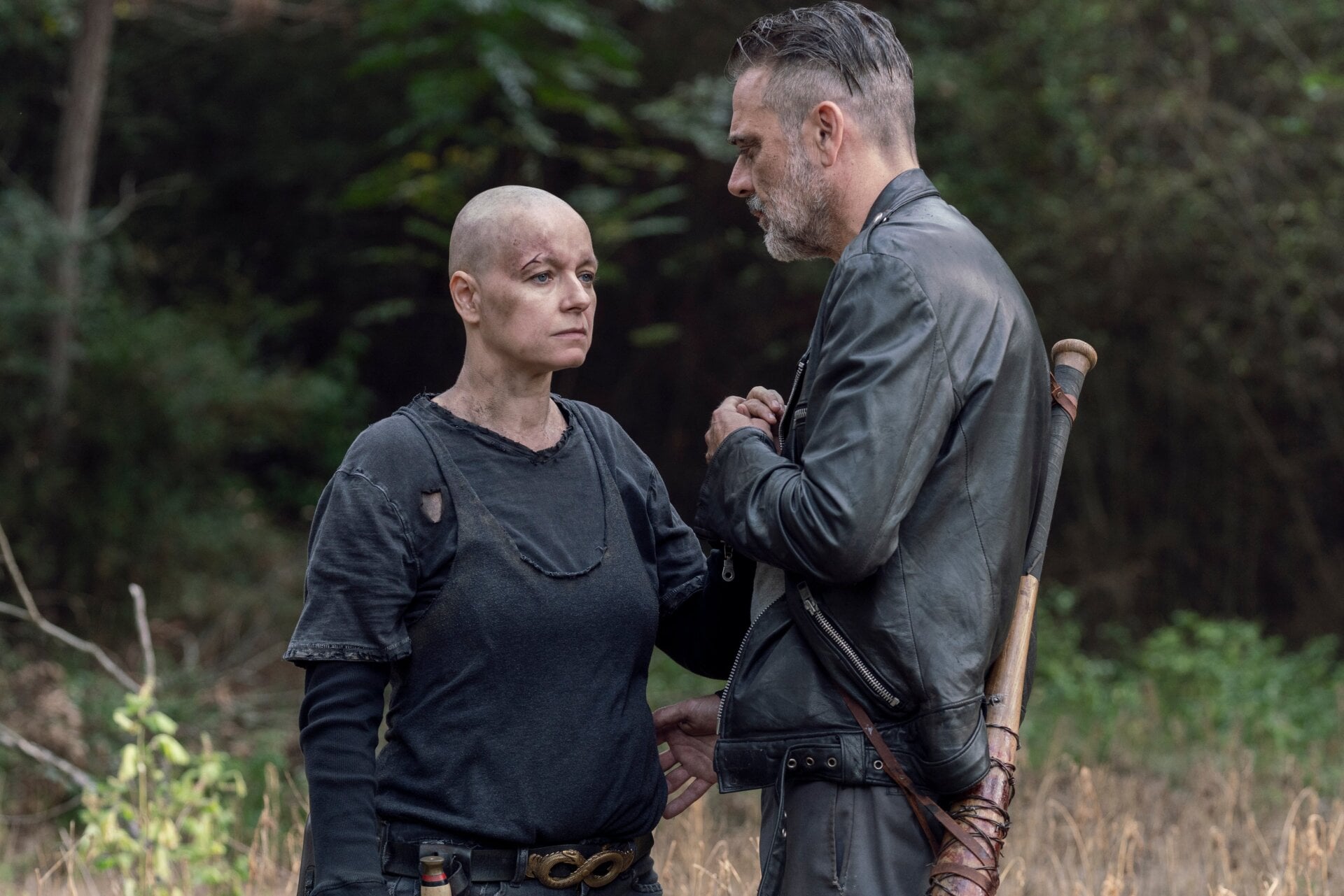 Alpha (Samantha Morton) and Negan (Jeffrey Dean Morgan) have a heart-to-heart.