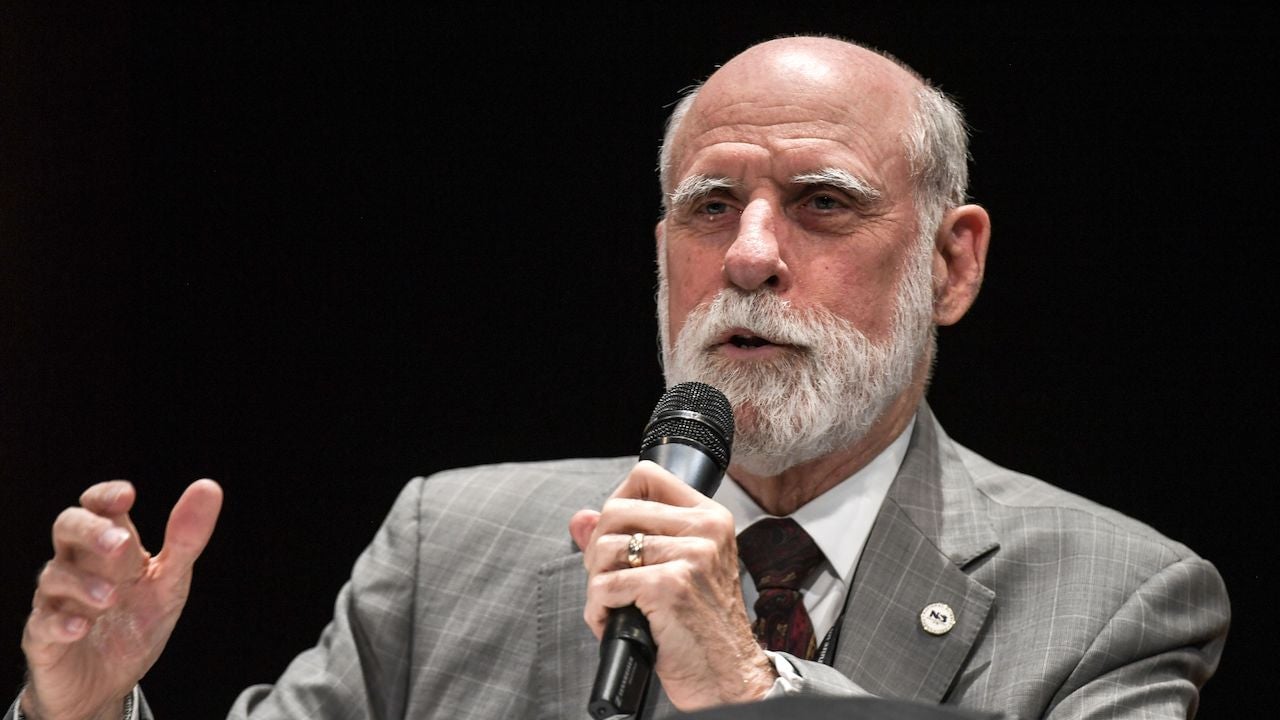 Vint Cerf during the Digital Summ’R in Lyon, southeastern France, on April 26, 2018.