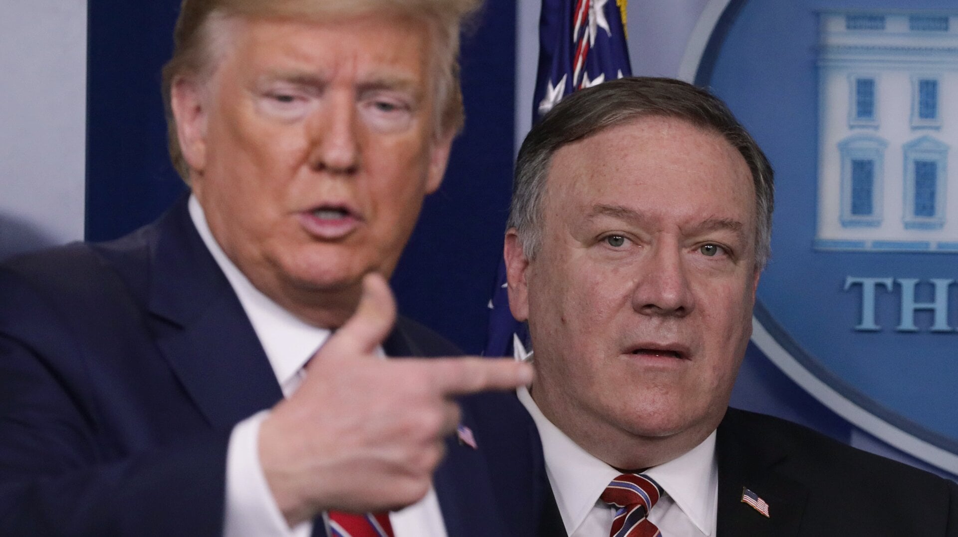 President Donald Trump and Secretary of State Mike Pompeo at the White House on March 20, 2020.