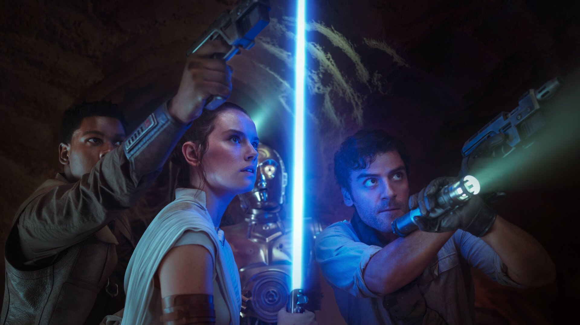 Finn, Rey, Poe and crew in The Rise of Skywalker.