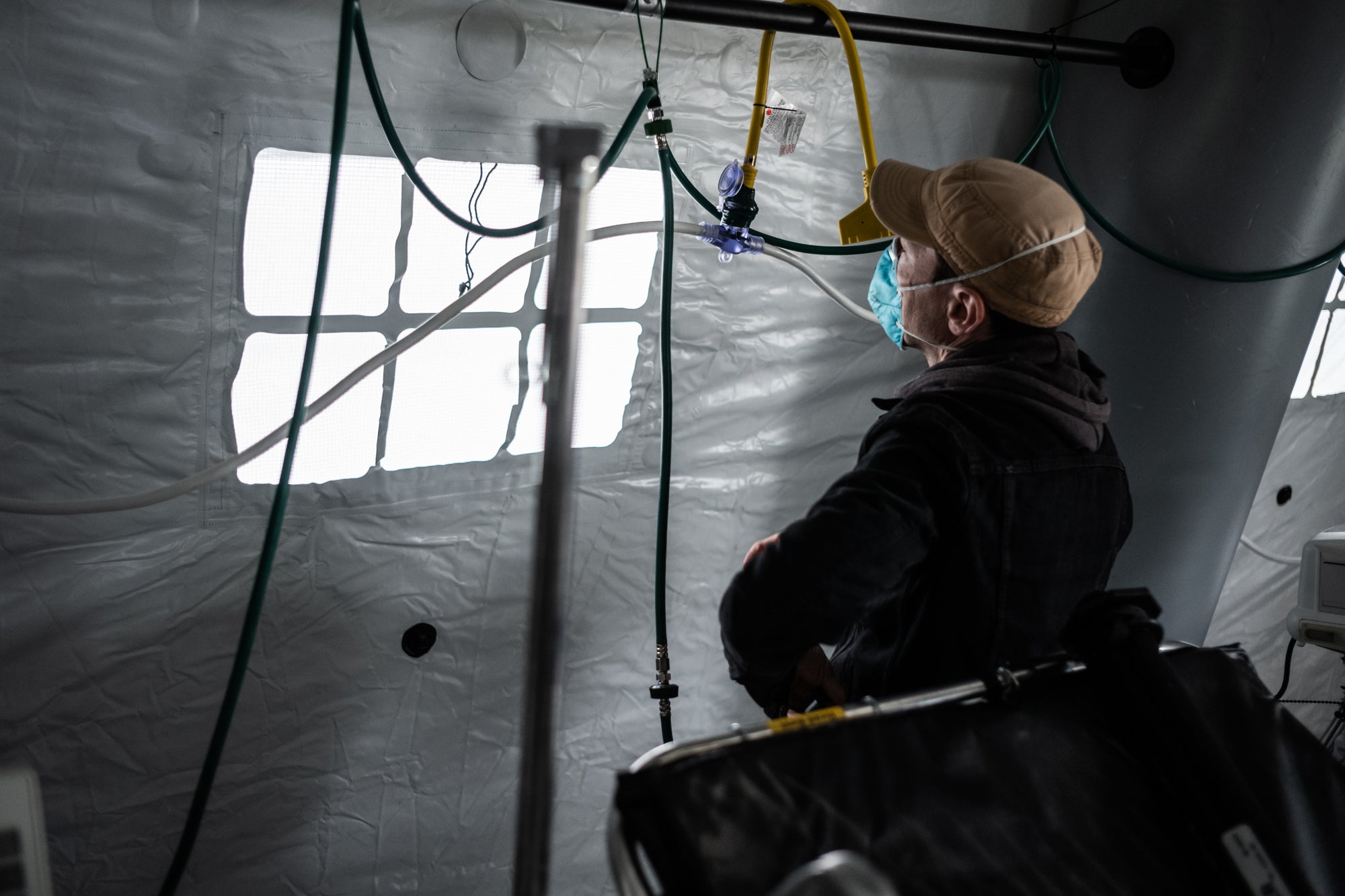Inside the emergency field hospital set up by Samaritan’s Purse in Central Park, New York.