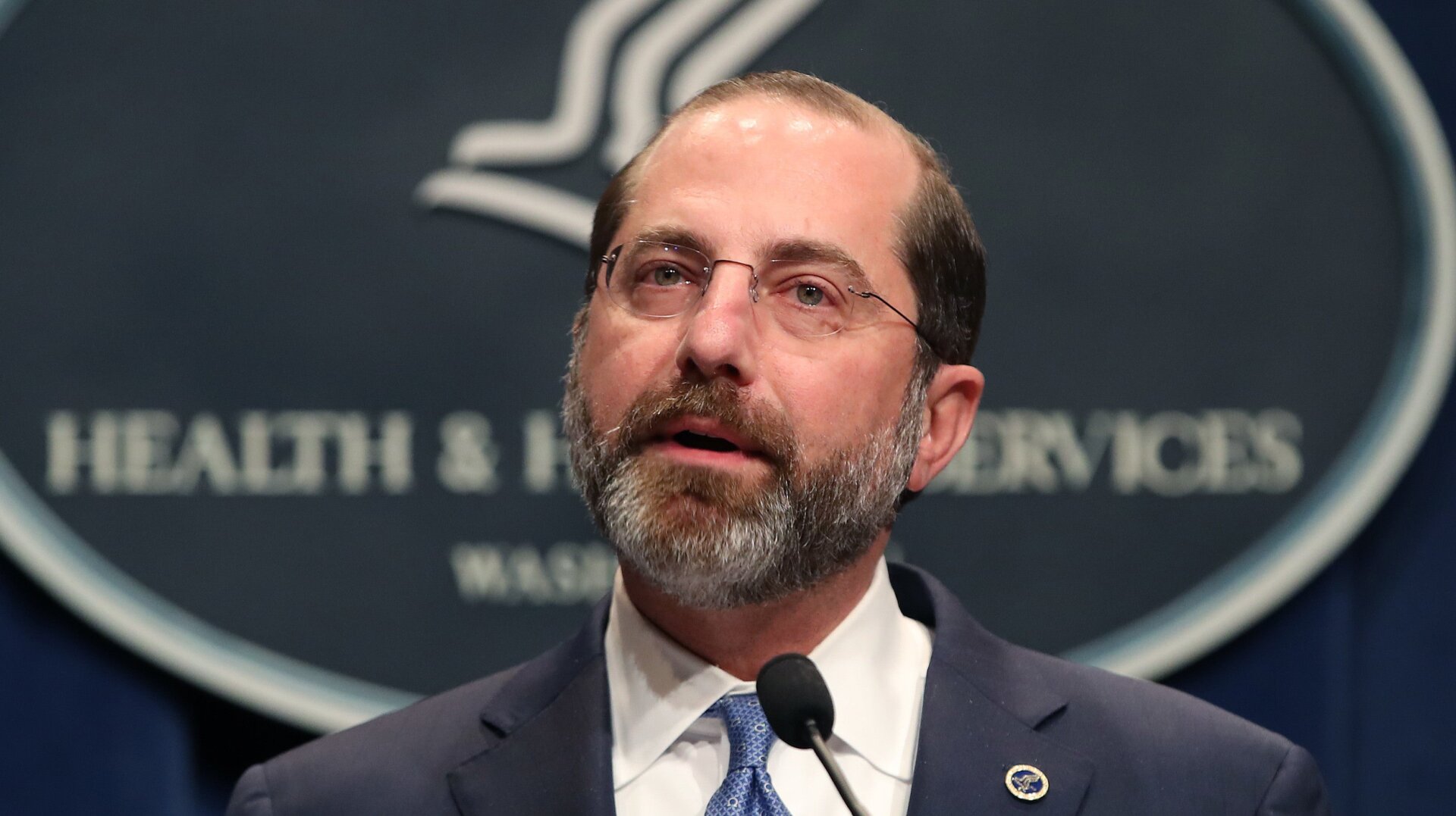HHS Secretary Alex Azar speaks about the coronavirus during a press briefing on the administration’s response to COVID-19 at the Department of Health and Human Services headquarters earlier this week.