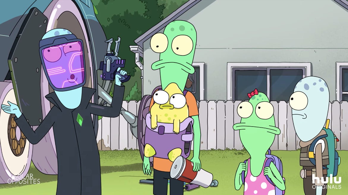 Solar Opposite’s central family of plant-based aliens who’ve just moved to Earth.