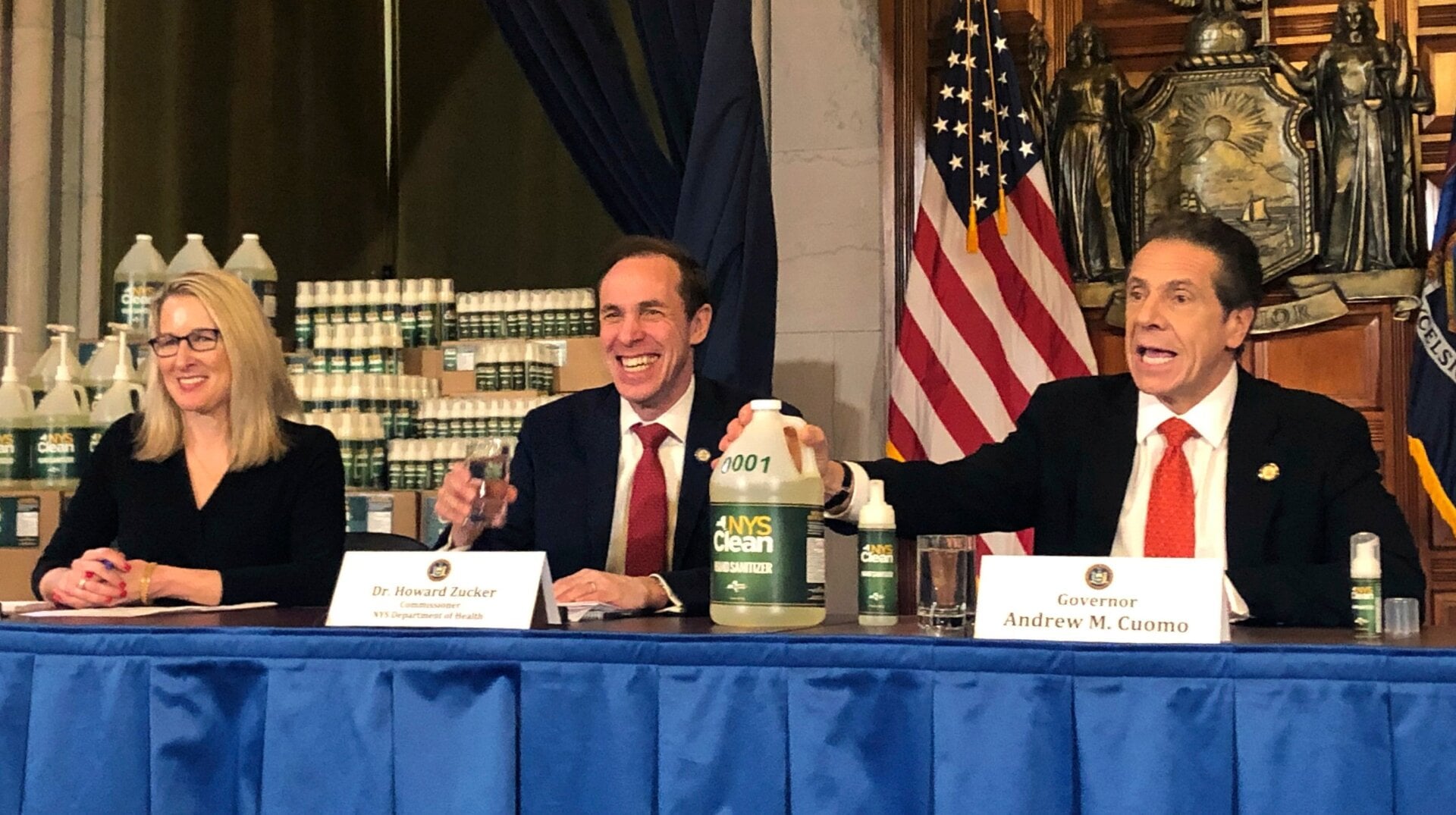 State-sponsored hand sanitizer has arrived, folks.