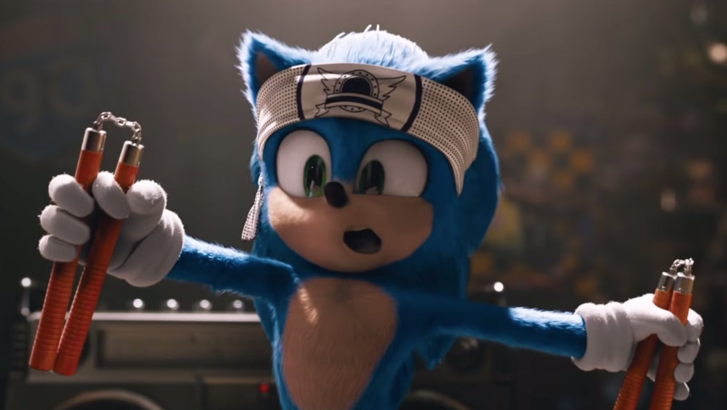 Sonic playing with his nunchucks.