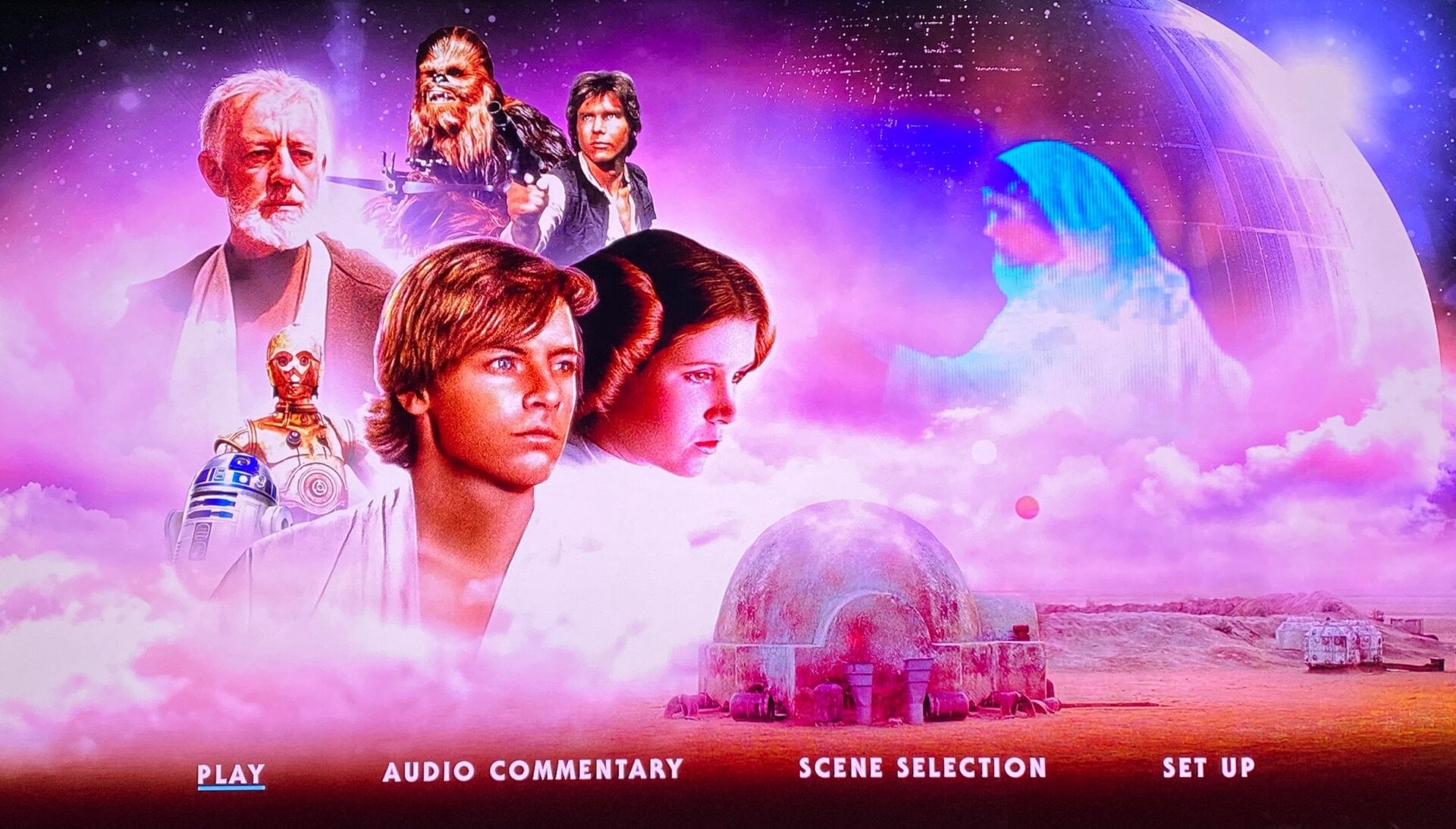 The new menu for A New Hope. All the movies have this basic look. (This is a photo of my TV, so forgive the color).