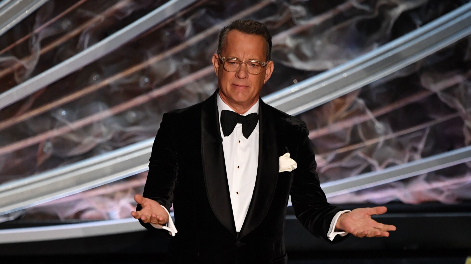 Tom Hanks speaks onstage during the 92nd Oscars at the Dolby Theatre in Hollywood, California on February 9, 2020.