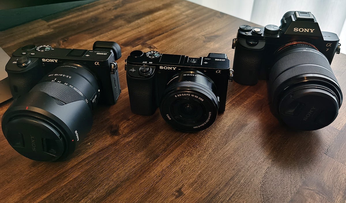 From left to right, the a6600, the a6100 and the first a7.