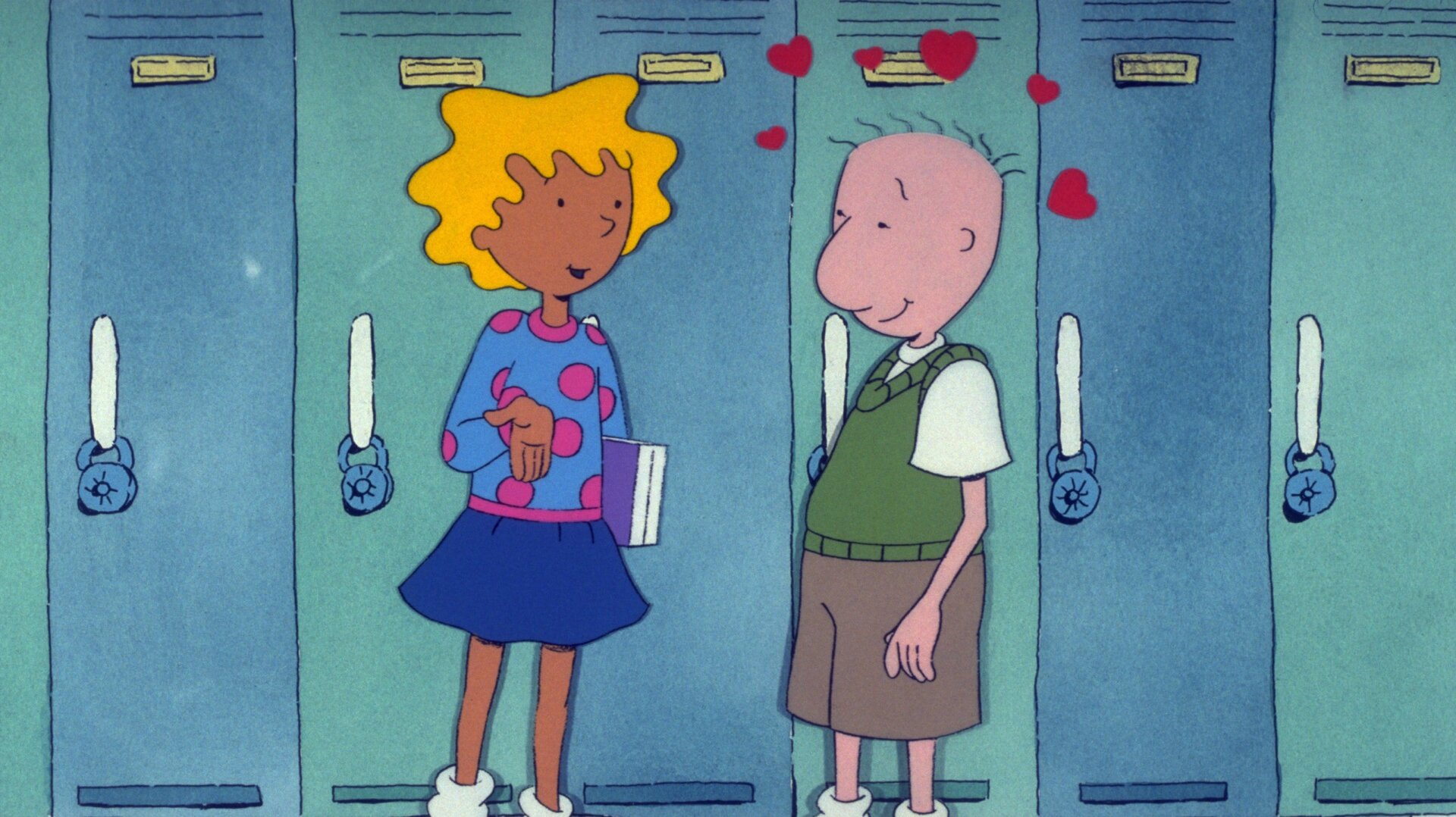 Patti Mayonnaise and Doug Funnie not practicing social distancing, because the ‘90s were different.