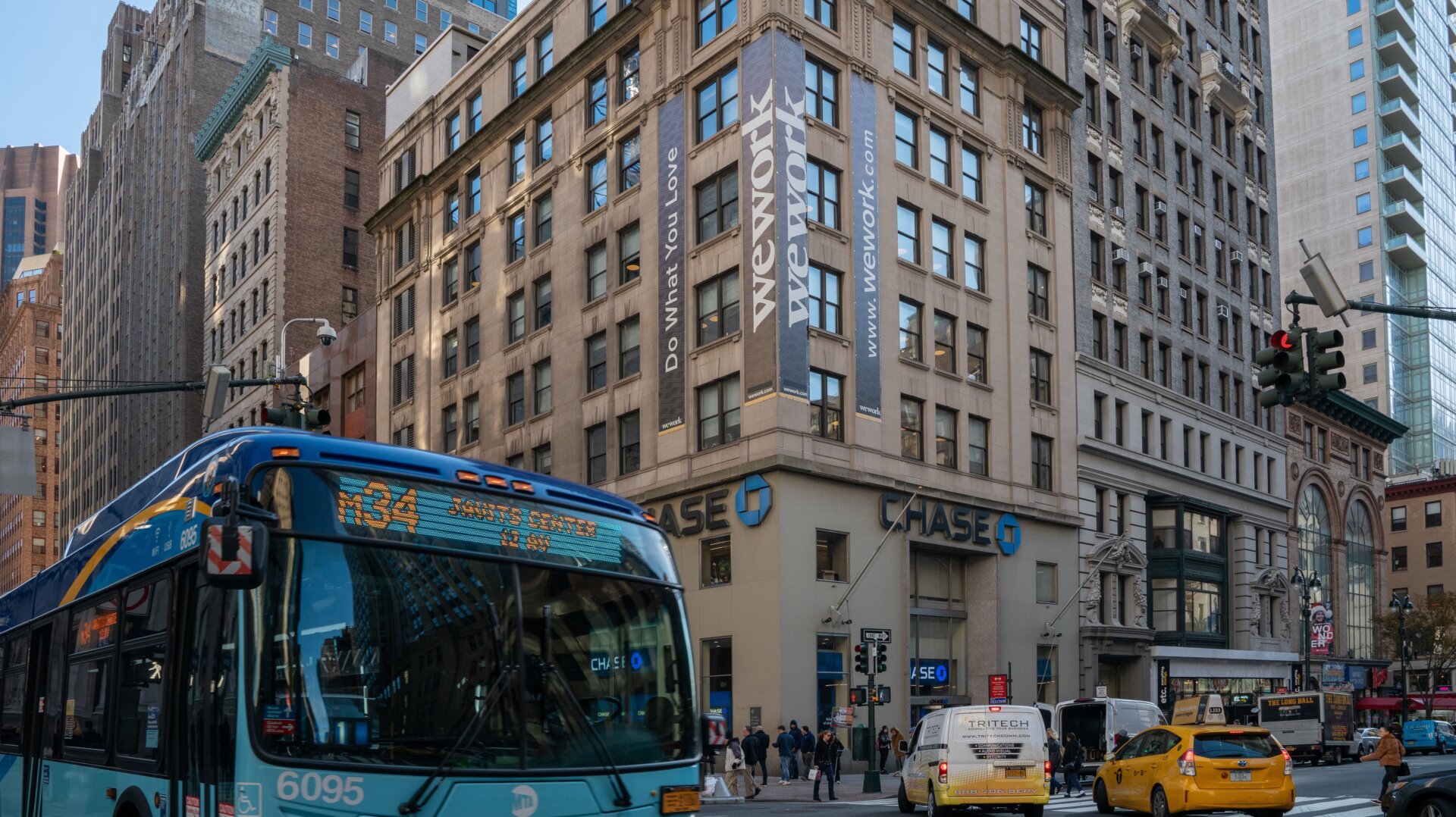 WeWork offices at 349 5th Ave in NYC, November 2019.