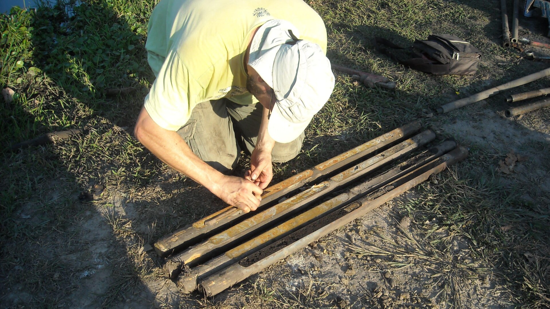First author Umberto Lombardo investigating sediment cores in the Llanos de Moxos.