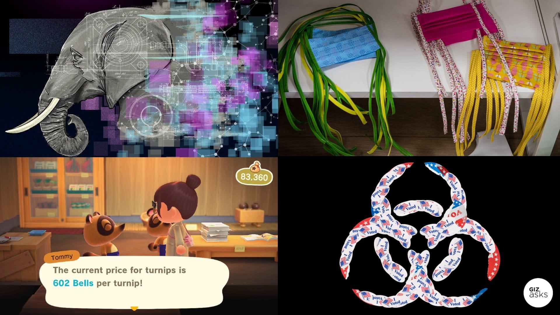 Clockwise from top left: Illustration - Benjamin Currie (Gizmodo); Getty; Screenshot - Victoria Song (Gizmodo); Illustration - Elena Scotti (Photos: Getty Images)