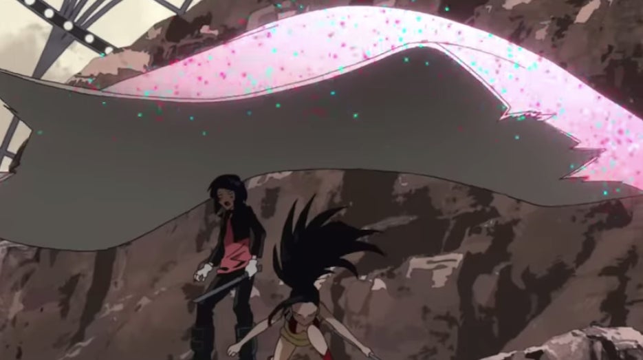 Creating a tarp to insulate herself from a blast of electricity.