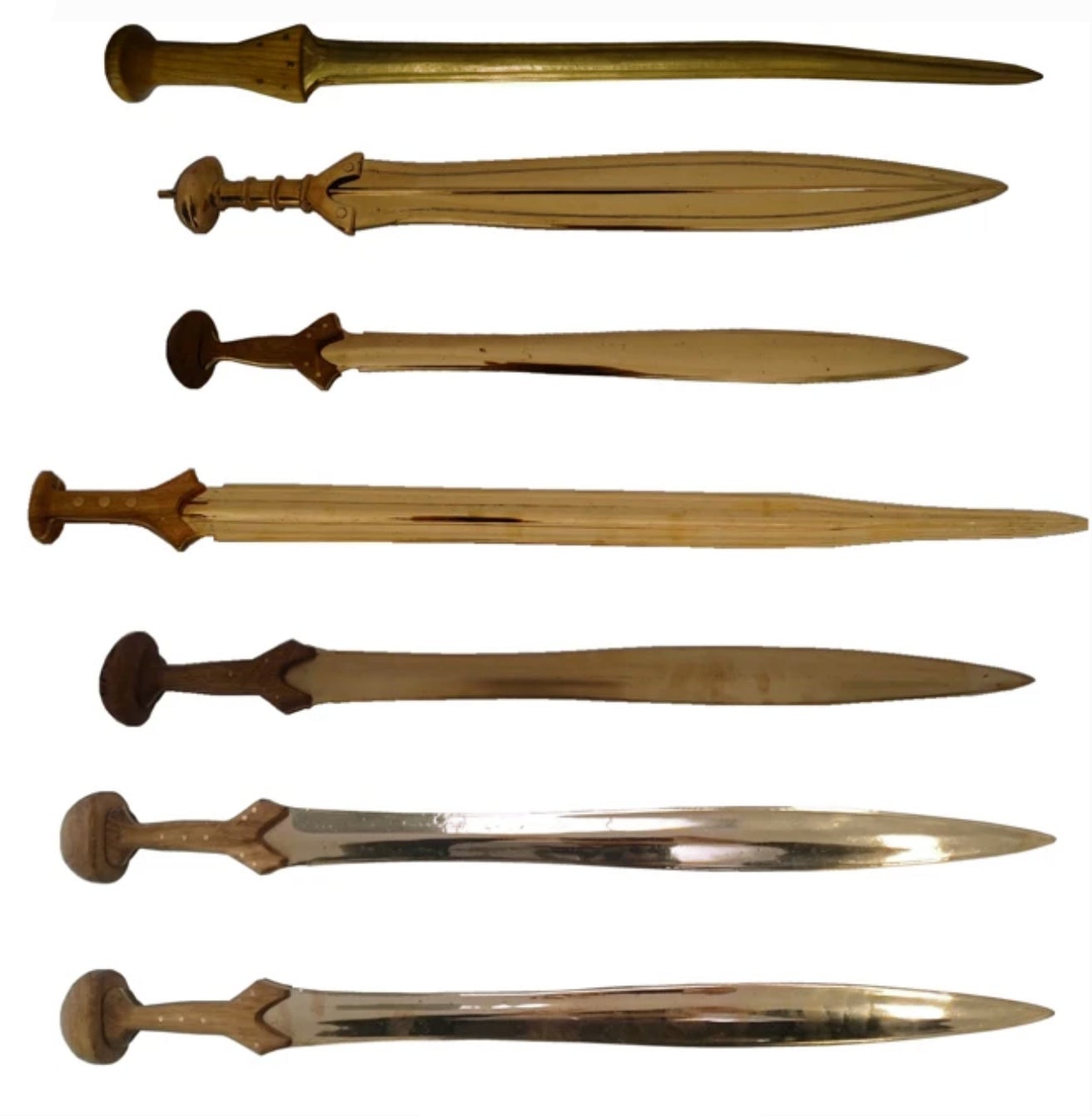 Replica swords used in the new study. 
