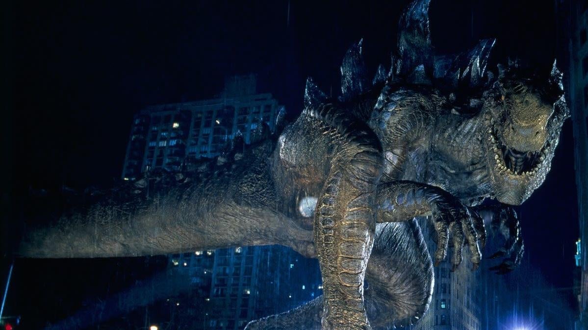 Godzilla roaming the now-empty streets of New York. 