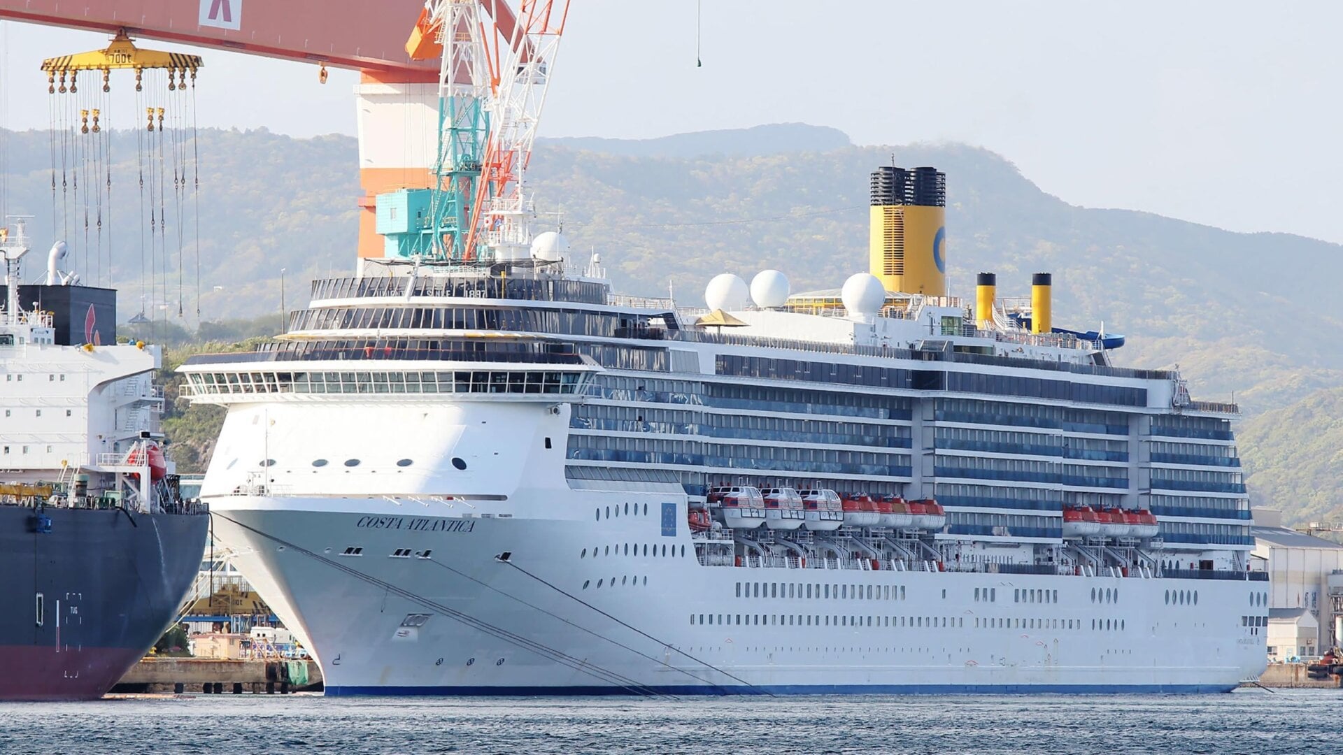 The Costa Atlantica docked in Nagasaki, Japan on April 22, 2020.