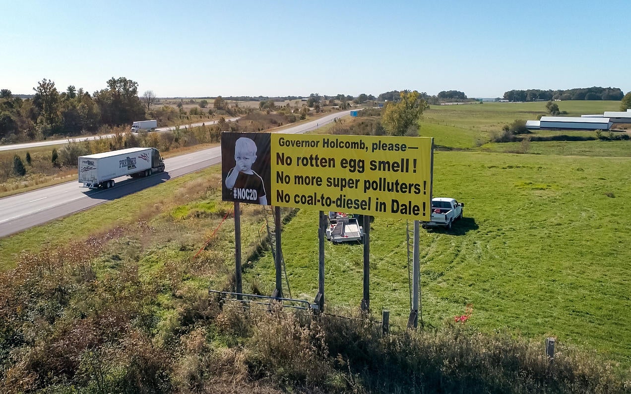 A Southwestern Indiana Citizens for Quality of Life billboard on Interstate-64 near Dale, IN