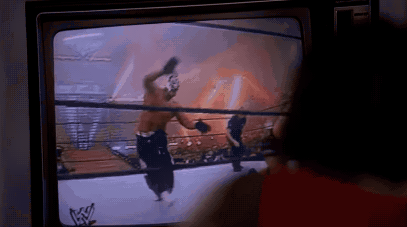 Monica subconsciously learning wrestling moves.