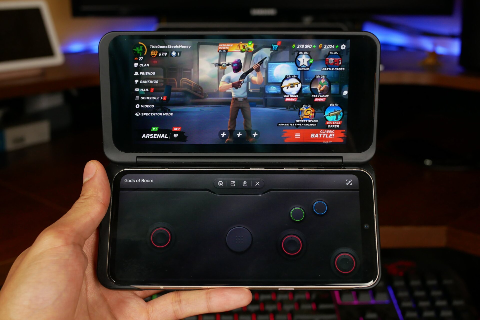 A gamepad I built specifically for this game via LG’s Game Pad software.