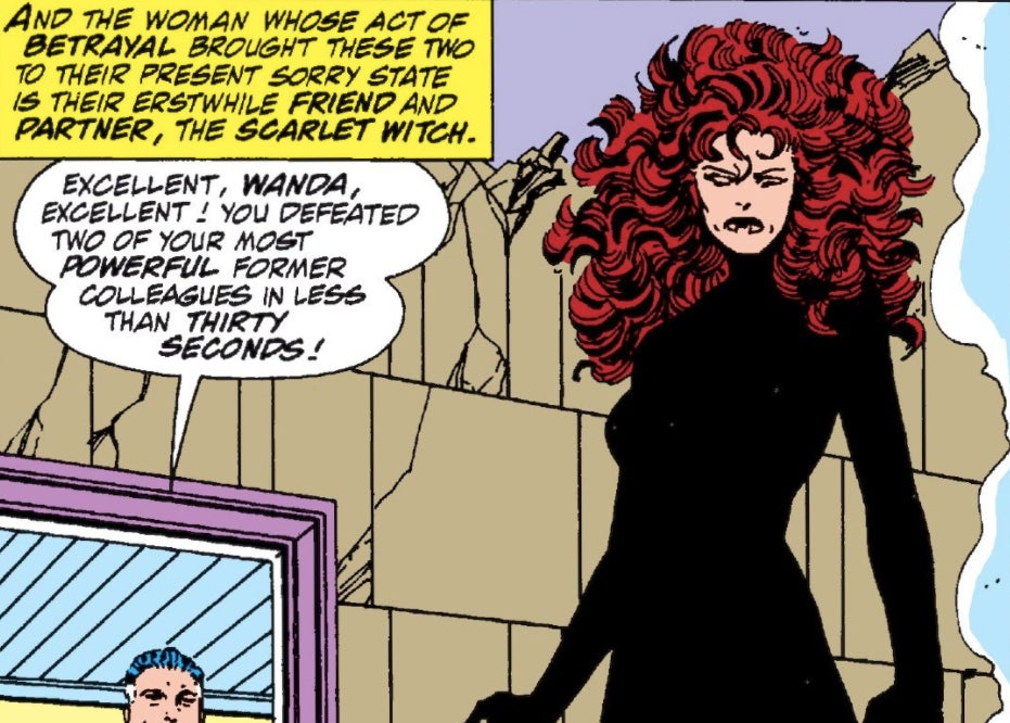 A brainwashed Wanda preparing to turn on her former allies.