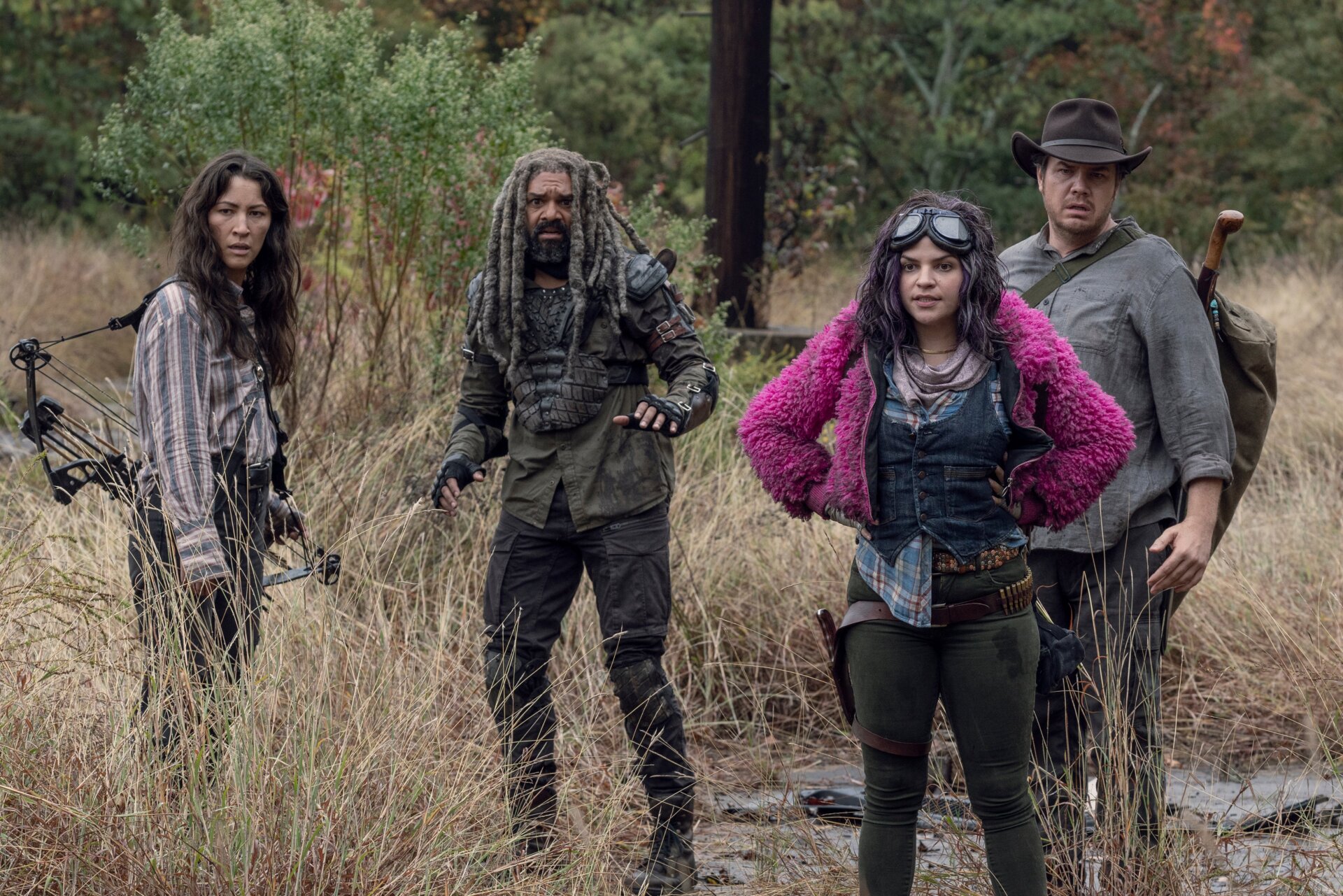 Princess leads Yumiko (Eleanor Matsuura), Ezekiel (Khary Payton), and Eugene (Josh McDermitt) to Charleston’s finest mind field.