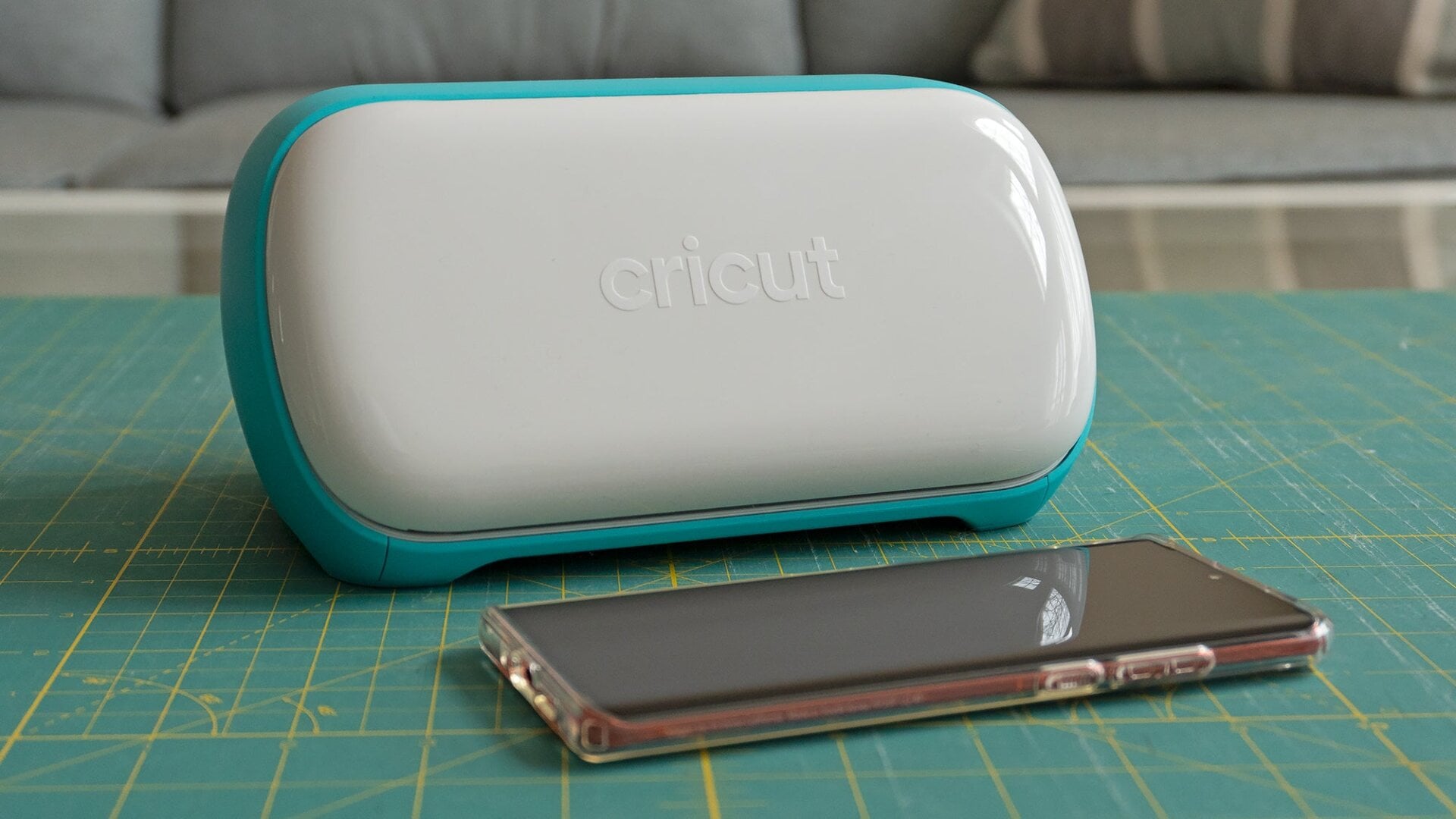 The Cricut Joy is much smaller than a desktop printer, but it requires more desk real estate space in front and back to accommodate longer materials, up to four feet in length, that are pulled all the way through the machine.