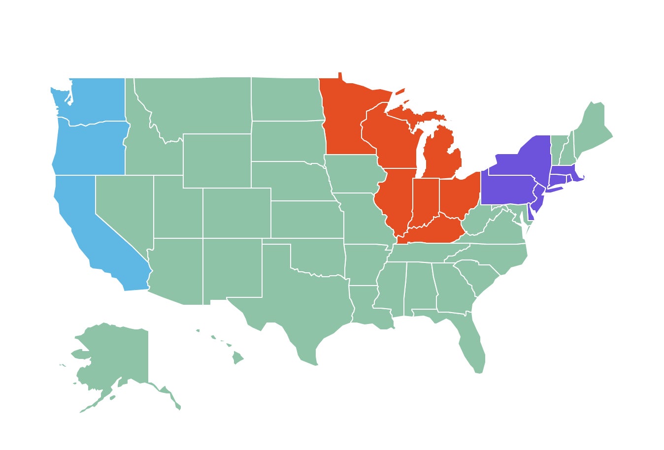 The three coalitions formed by state governors to coordinate a response to the covid-19 pandemic as President Donald Trump fails to form a coherent strategy