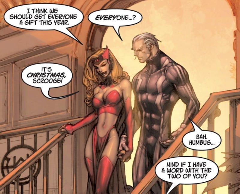 Pietro and Wanda discussing their Christmas plans.