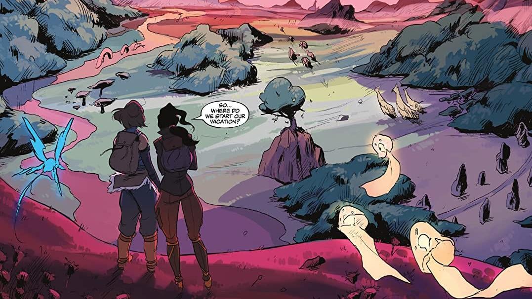 Korra and Asami head out on their vacation date.