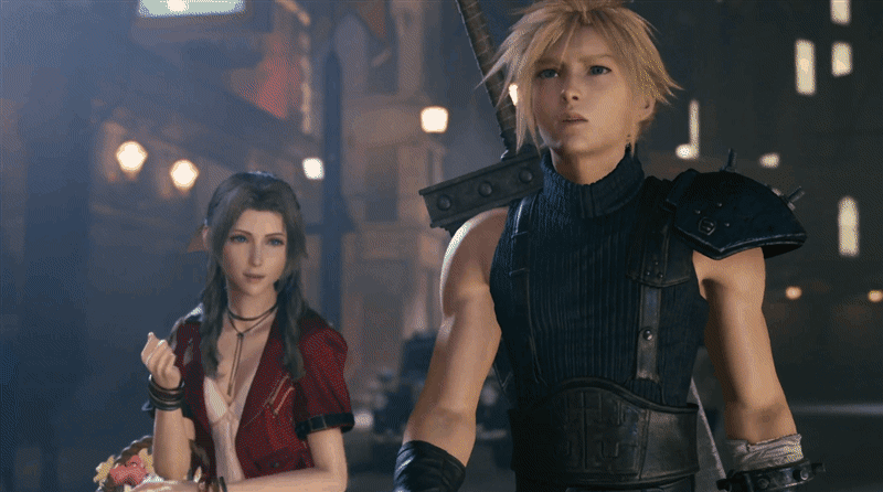 Cloud meets Aerith as she peddles flowers on the streets of Midgar.