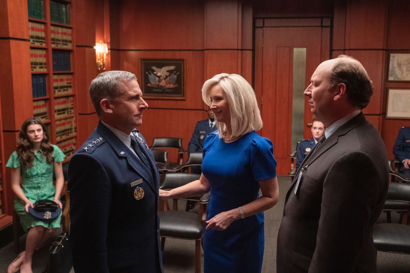 Steve Carell and Lisa Kudrow star in comedy Space Force.