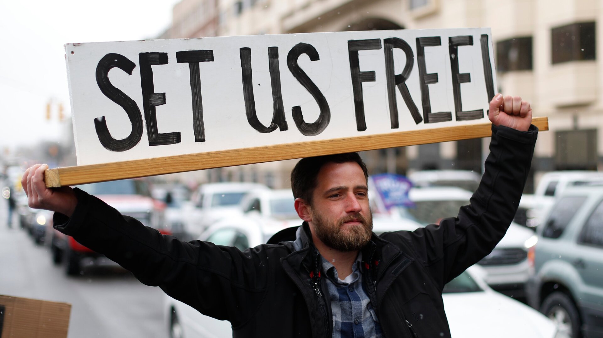 Protester in Michigan on April 15.