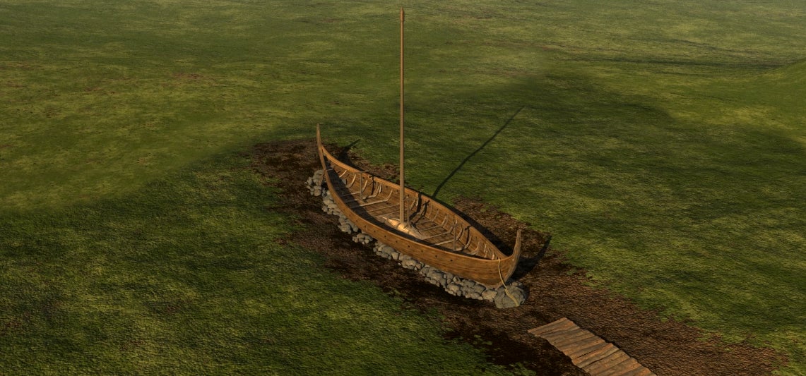 Artist’s depiction of the ship prior to its burial.