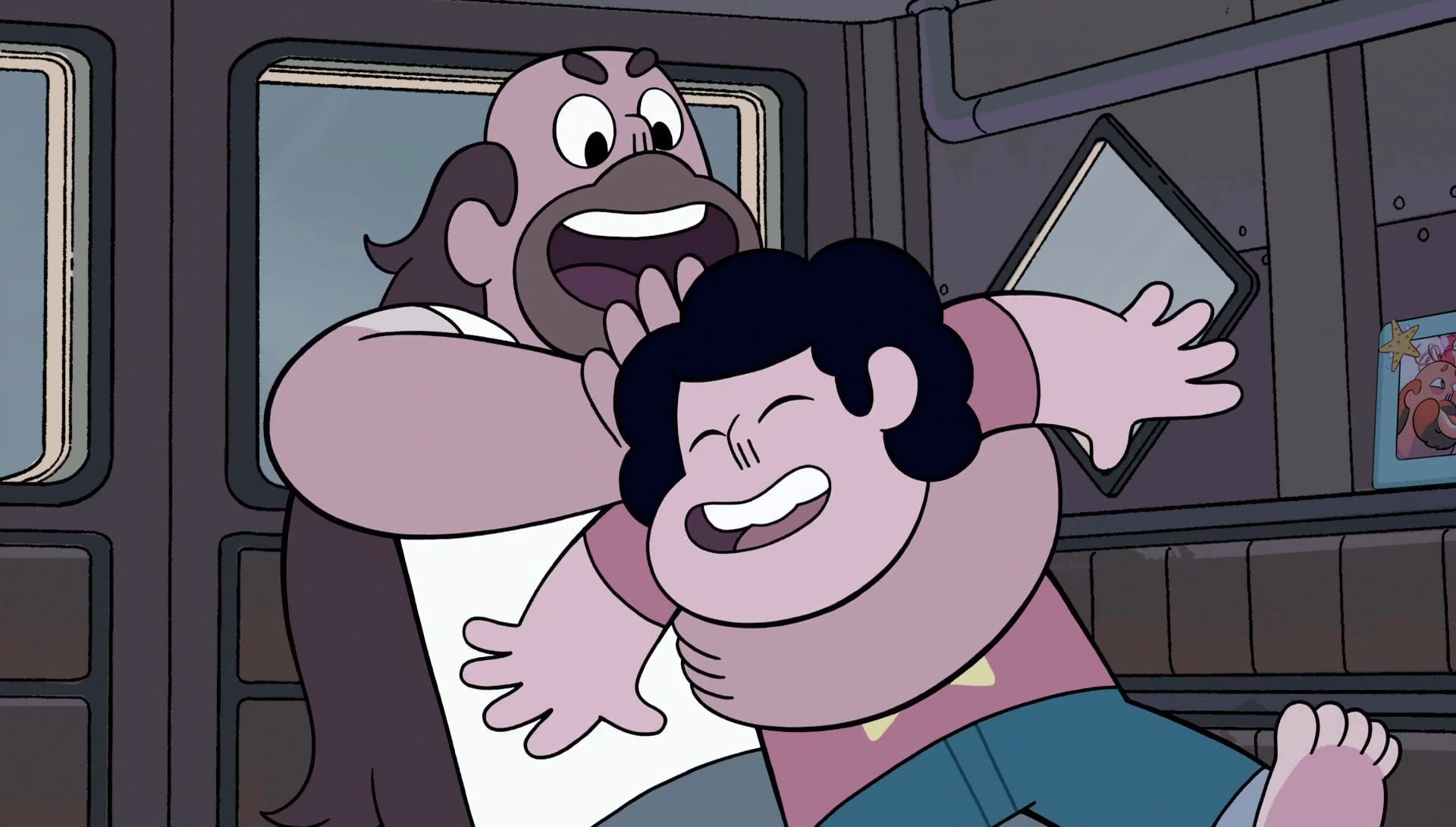 Greg Universe giving Steven a noogie.