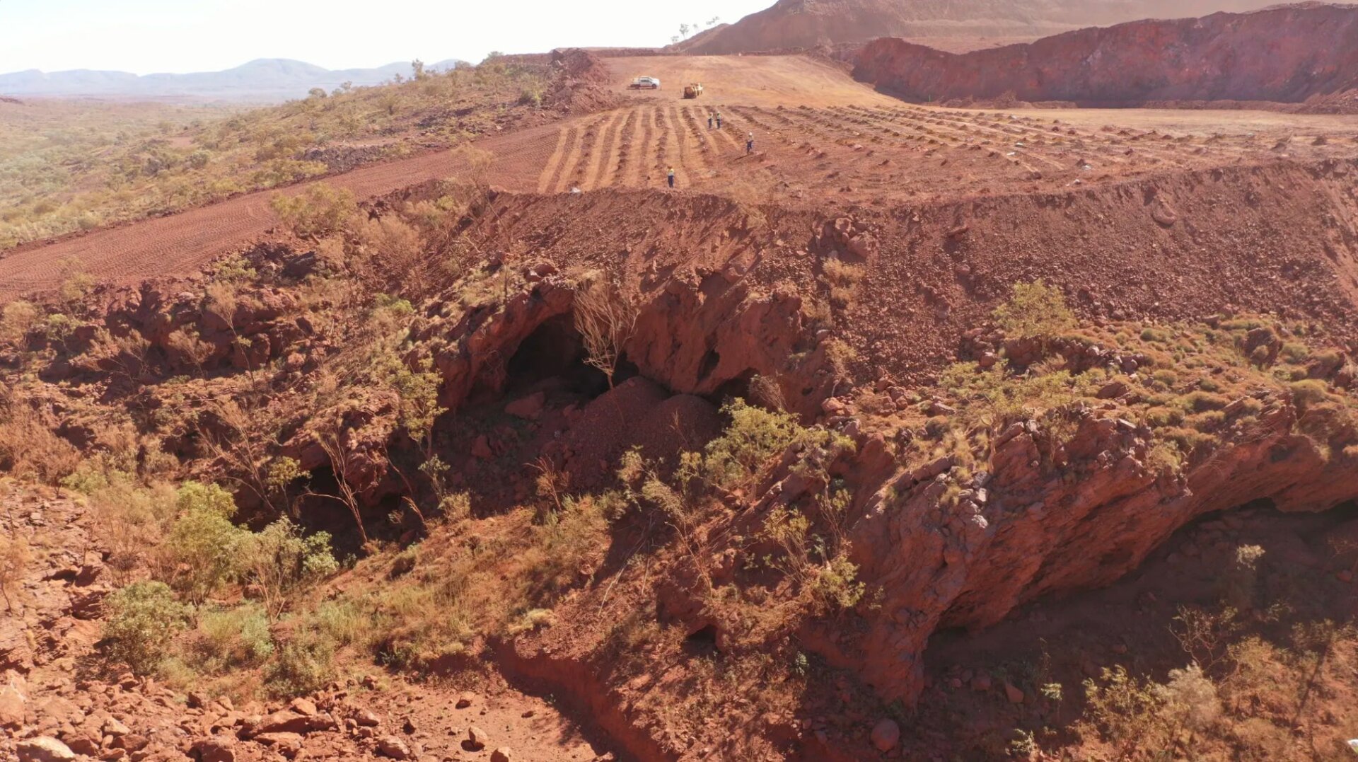 The Juukan rock shelters as they appeared on May 15, nine days before they were destroyed by explosions.