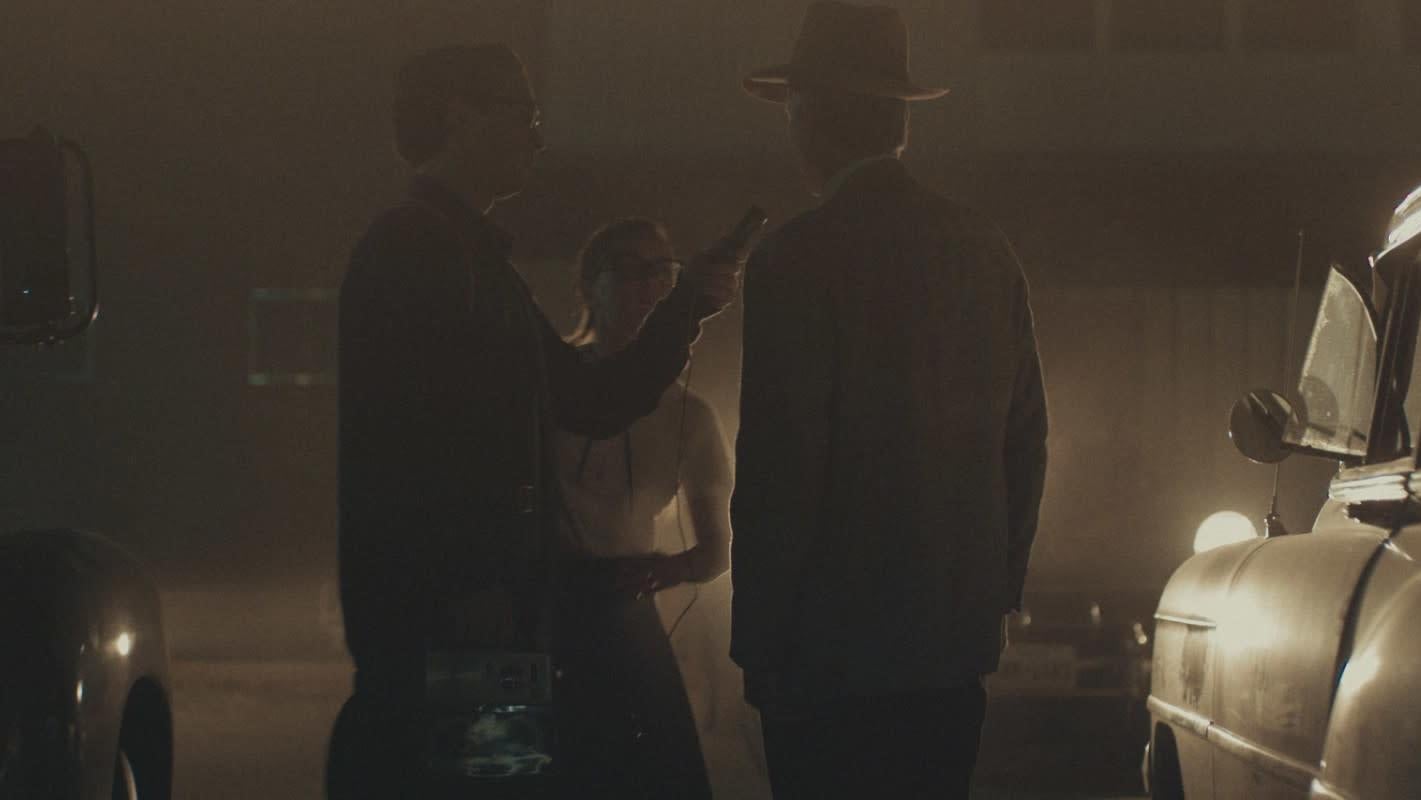 Faye and Everett doing an interview.