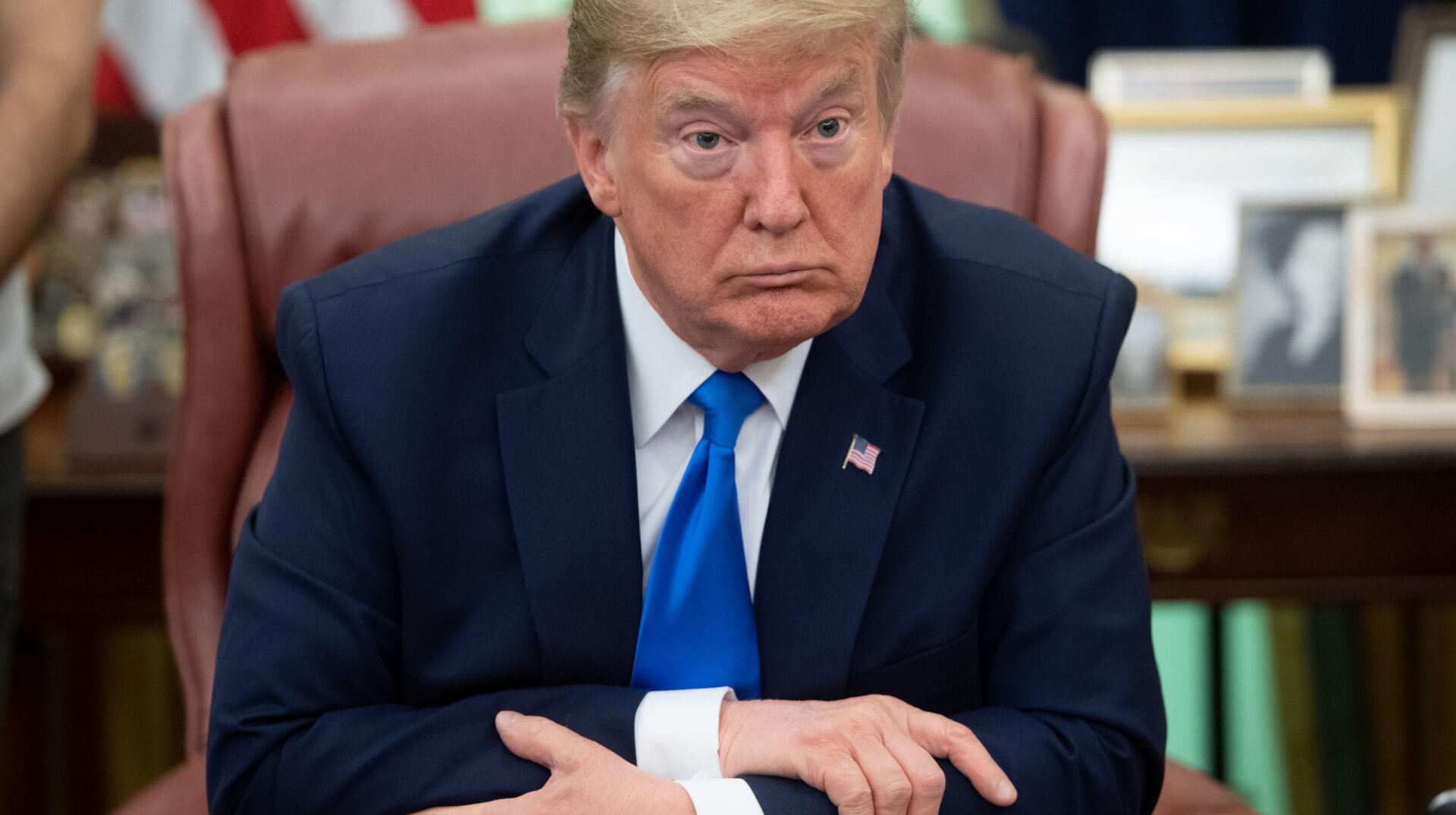 President Donald Trump in the Oval Office of the White House on May 6, 2020.