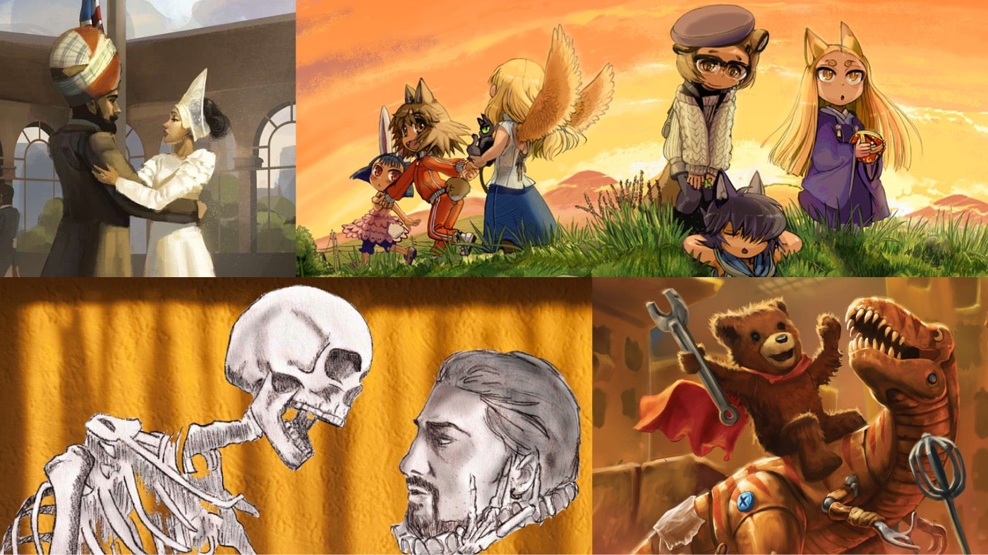 Clockwise from left: Romance in the Sky, Golden Sky Stories, Threadbare, The Play’s the Thing.