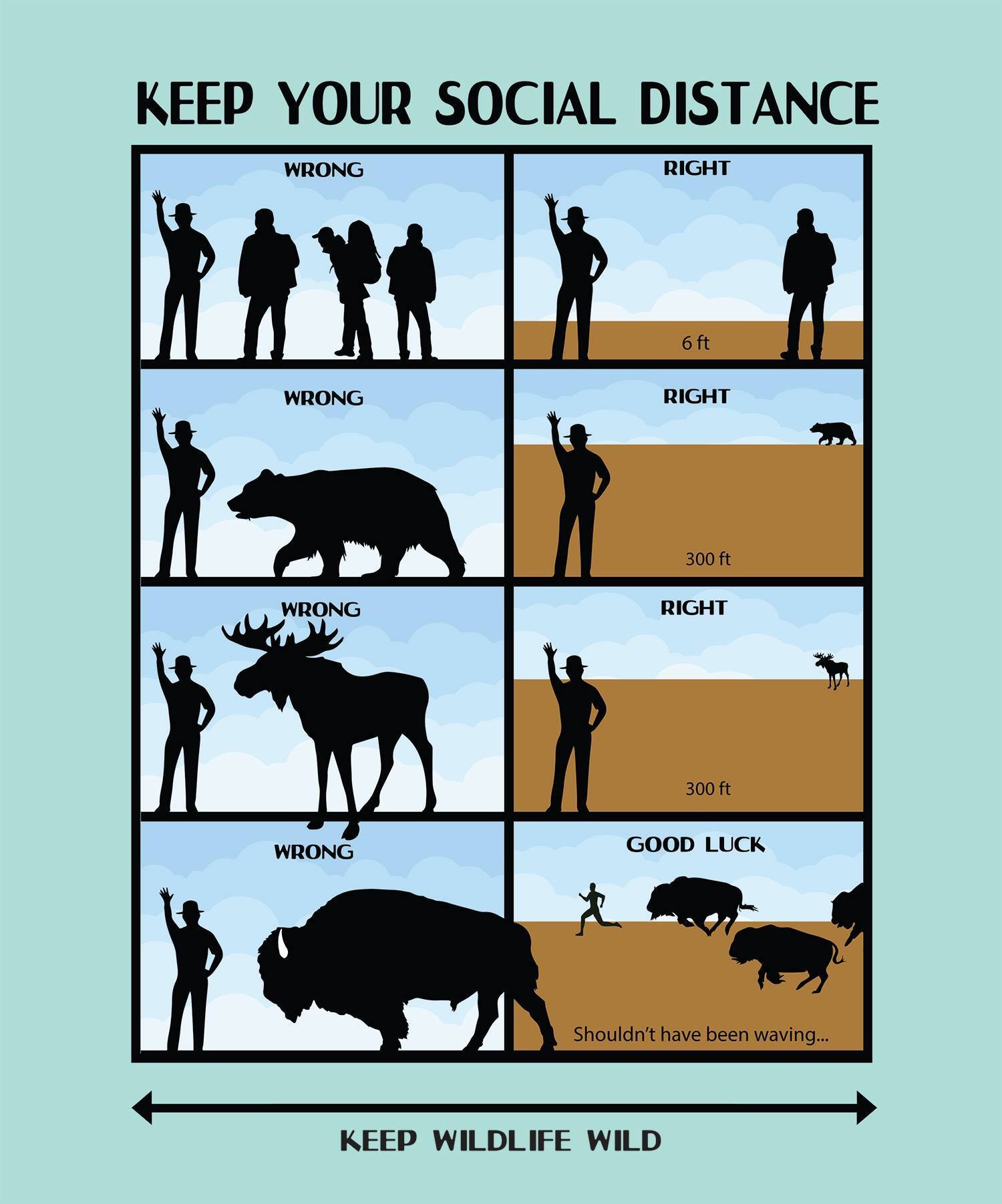 Social distance. Keep wildlife wild.