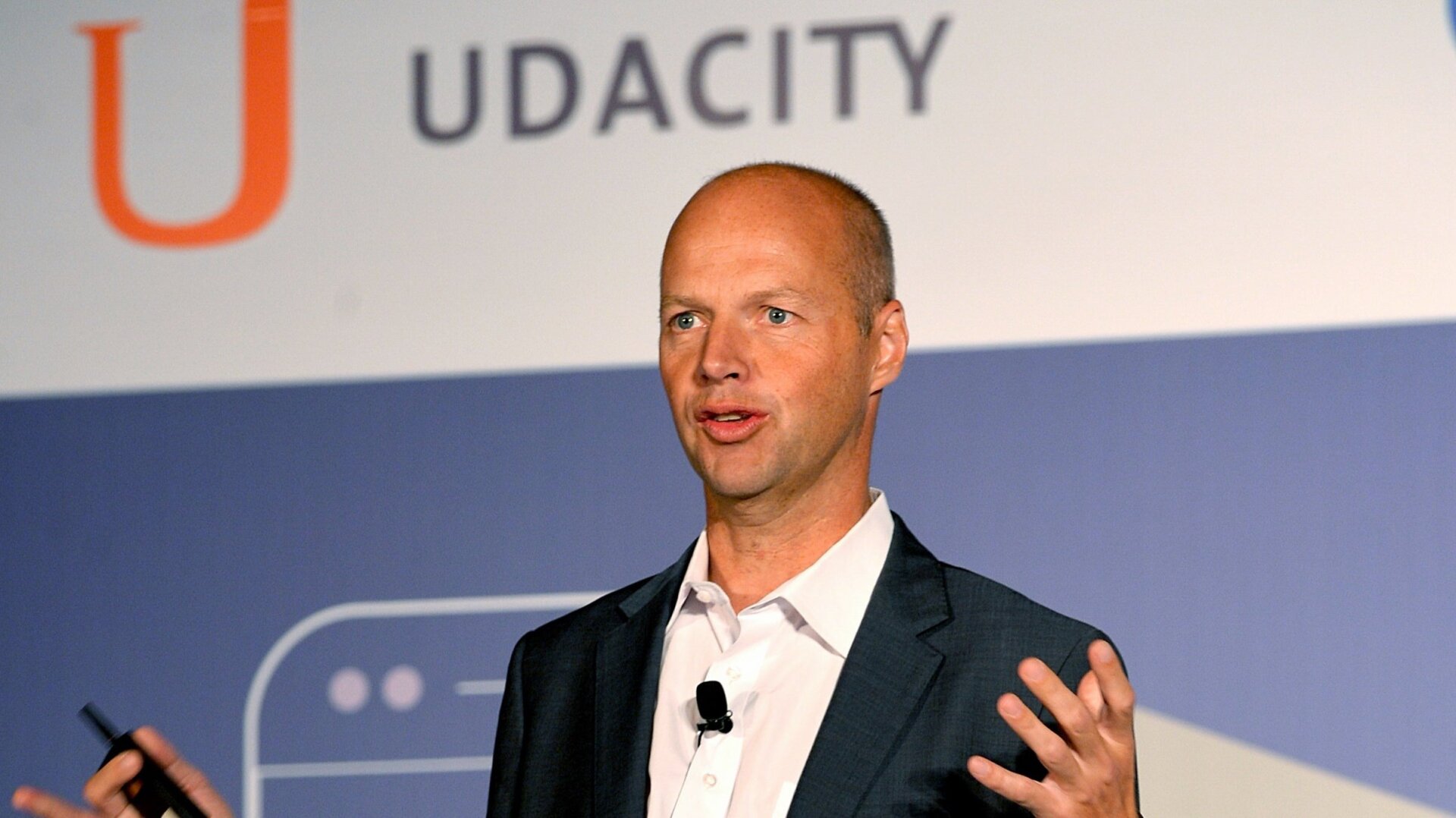 Image: Google executive Rajan Anandan at a 2015 conference to launch a nanodegree program in partnership with Udacity